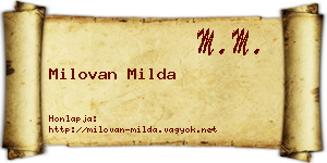 Milovan Milda névjegykártya